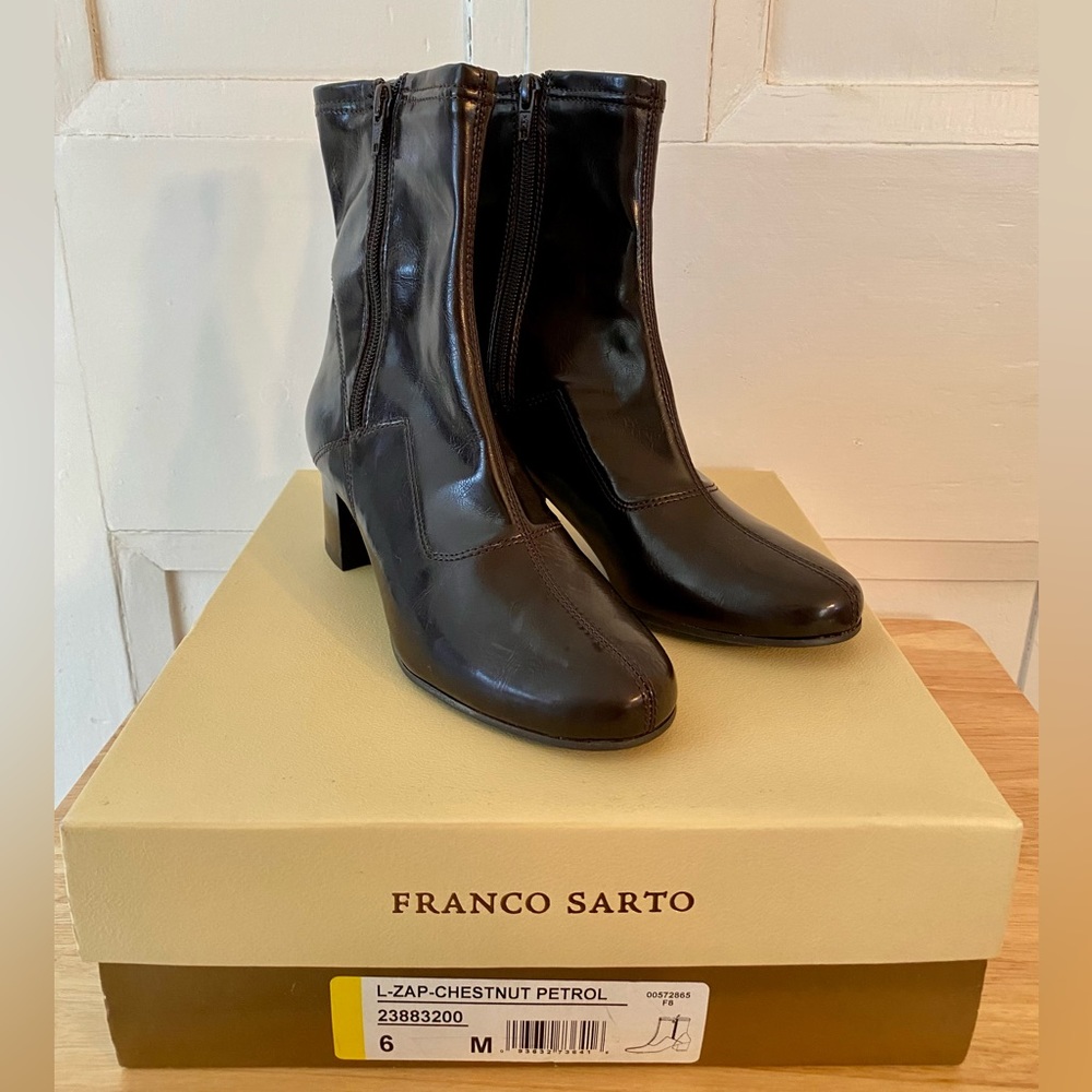 Franco Sarto L-ZAP Chestnut Petrol, Size 6